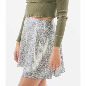 UO Tinsley Metallic Floral Mini Skirt